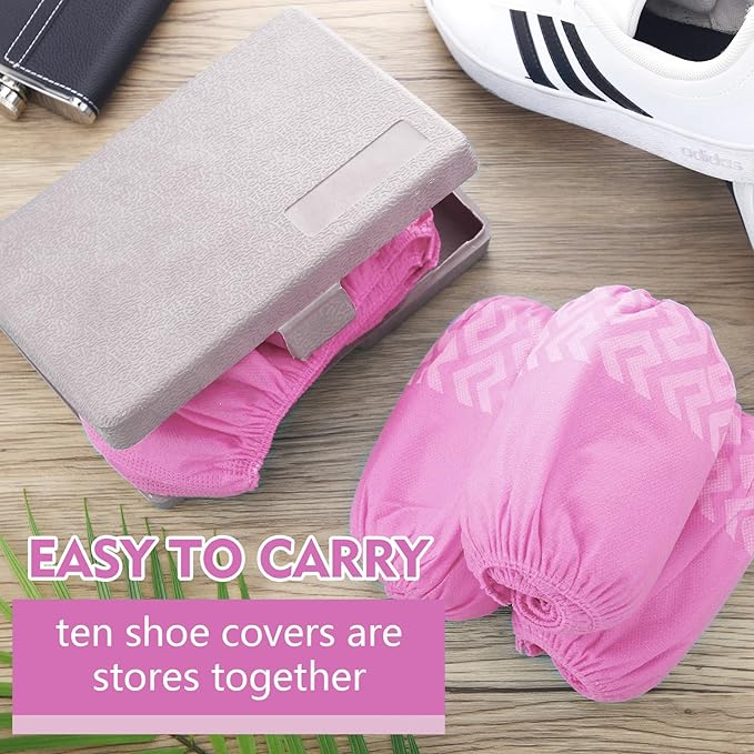 Zhanmai 300 Pack Disposable Shoe Covers Non Slip Disposable Large Foot Booties Shoe Covers for Indoors Contractors Floor and Carpet Protectors, One Size Fits Most(Pink)