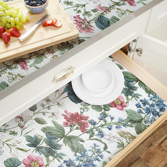 Shelf Liner for Kitchen Cabinets Non Adhesive Drawer Liner,Cabinet Liner for Shelves,Non Slip Kitchen Drawer Liners for Dresser,Waterproof Shelf Paper for Refrigerator,Cupboard,12In x 16.4FT
