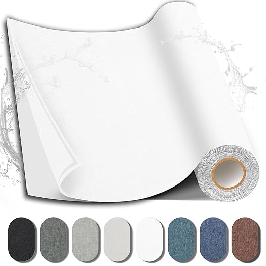 Fabric Repair Patch, 17X79 Inch Fabric Large Repair Tape, Self-Adhesive Patches for Furniture, Sofa, Car Interior, Shoes, Hand Bag, Clothing (White, 17X79 Inch)