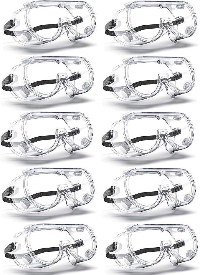 Anti-Fog Indirectly Vented Lab Safety Goggles Over Glasses