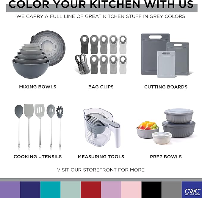 COOK WITH COLOR Bag Clips - Heavy Duty Chip Clip and Refrigerator Magnet Clips for Food Storage with Air Tight Seal Grip, Grey, Pack of 8