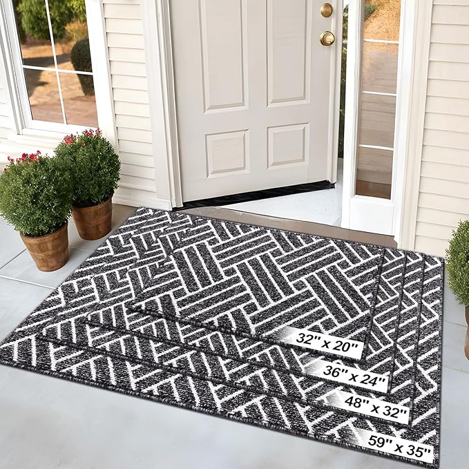 OLANLY Indoor Door Mat, 32x20 Inch, Dirt Resistant and Absorbent, Non-Slip Rubber Backing Floor Mats, Easy Clean Low-Profile Doormat for Entryway, Front Door, and Inside Entrance, Black