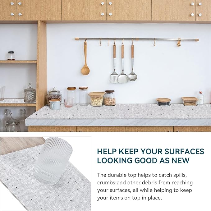 Shelf Liner 18" W x 96" L Cabinet Liners Non Adhesive, Drawer Liners Non Slip Kitchen Mat Waterproof Oil-Proof for Kitchen Cabinet, Shelves, Refrigerator, Storage, Easy to Trim