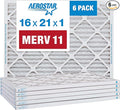 Aerostar 16x21x1 MERV 11 Pleated Air Filter, AC Furnace Air Filter, 6 Pack (Actual Size: 15 7/8" x 20 7/8" x 3/4")