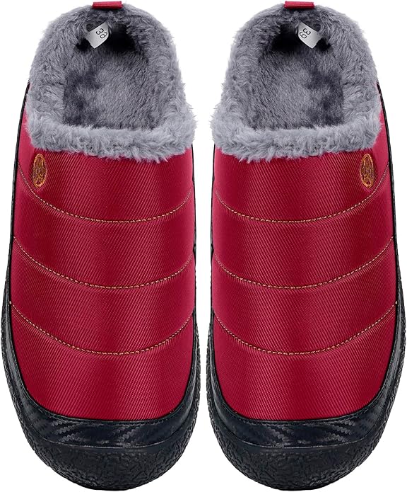 Womens Mens House Slippers Slip on Snow Winter Warm Fully Fur Lined Slippers Indoor Outdoor Shoes