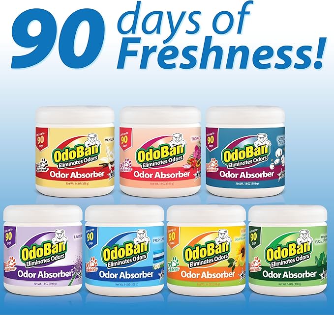 OdoBan Solid Odor Absorber Eliminator for Home and Small Spaces, Fresh Linen Scent, 14 Ounces Each, 6-Pack