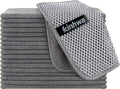 KinHwa Kitchen Washcloths for Dishes Absorbent Microfiber Dish Cloths Quick Dry Dish Rags with Poly Scour Scrub Side Ideal for Kitchen Cleaning (Gray, 7inchx7inch 18 Pack)