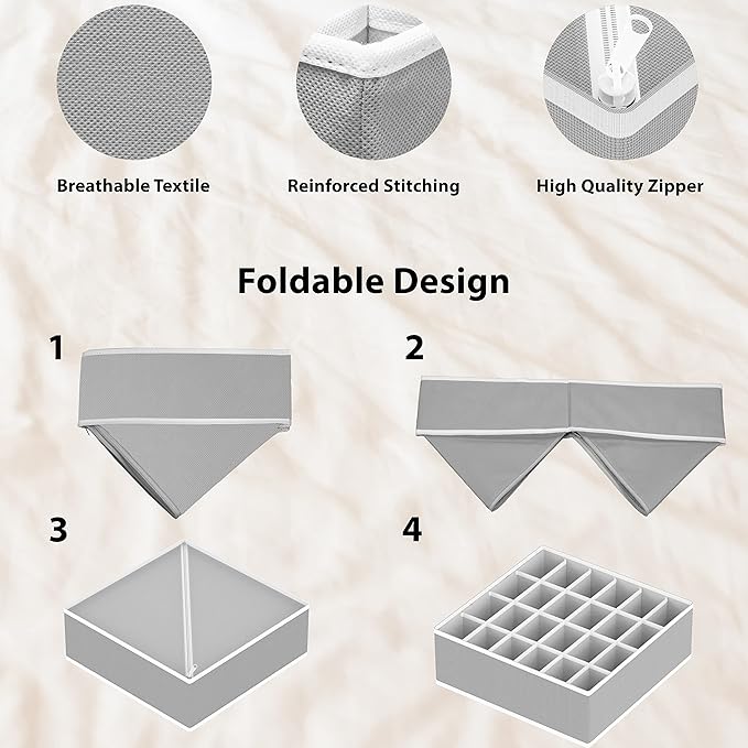 SIMPLE HOUSEWARE Closet Underwear Organizer Drawer Divider Assorted 7 Pieces, Gray