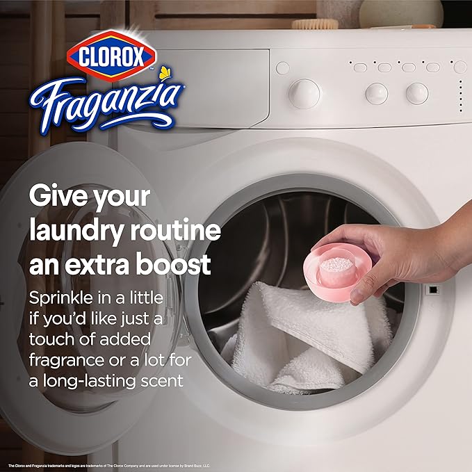 Clorox Fraganzia Laundry Scent Booster Crystals in Rose Scent - Scented In-Wash Freshener Beads for Fresh, Clean, Great Smelling Clothes and Linens, 70 Oz