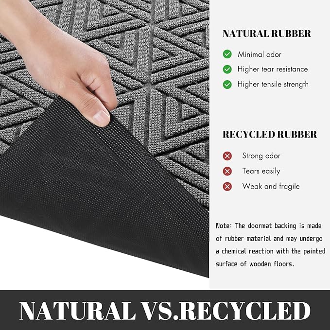 Yimobra Large Door Mat 47x24, All-Weather Waterproof Non-Slip Welcome Matt Outdoor, Heavy Duty Non Slip Doormat for Entryway for Patio and Garage Indoor, Easy Clean, Grey