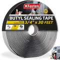 XFasten Butyl Sealing Tape, Black, 1/8-In x 3/4-In x 30-Foot Plumbers Putty, RV Sealant, Boat Sealing, EDPM Butyl Tape