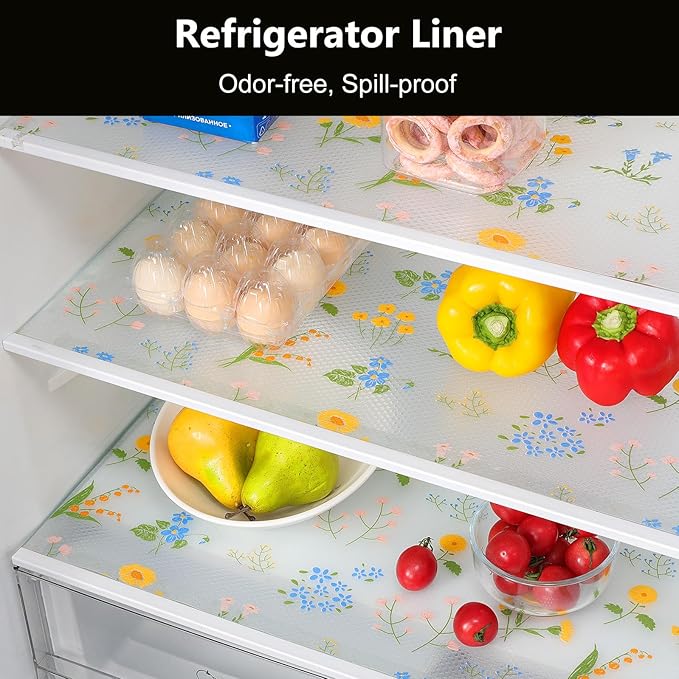 INNOLITES Non-Slip Shelf Liner – Cabinet & Drawer Liner Non-Adhesive – Waterproof Oil-Proof – Durable EVA with Floral for Kitchen Cabinets Refrigerator – BPA-Free, Easy to Cut 11.8" x 236"
