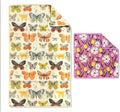 Microfiber Hand Towel & Washcloth Set of 2 - Double-Sided, Waffle Weave, Super Absorbent, Lint-Free, Fast Drying - Wings & Flower Farm Pattern for Bathroom, Kitchen, Car, and Window Cleaning