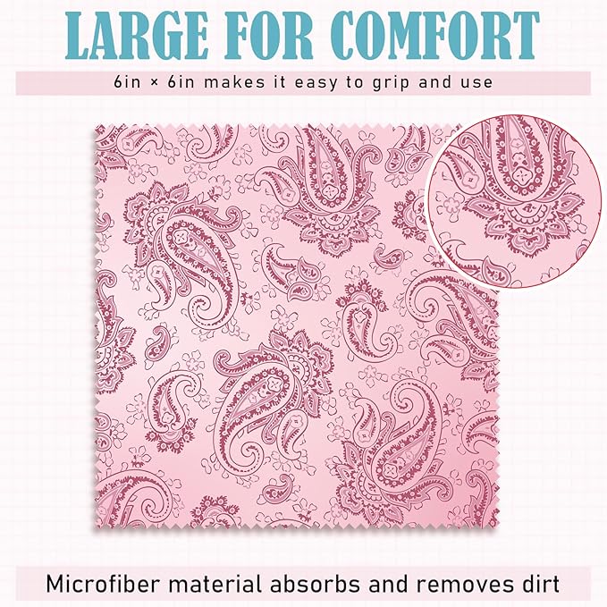 Sinmoe 20 Pcs Microfiber Cleaning Cloth Cute Paisley Waves Design Microfiber Soft Multicolor Glasses Cleaner Cloth for Eyeglasses Camera Lens Cell Phone Screens Glasses, 6 x 6 Inches