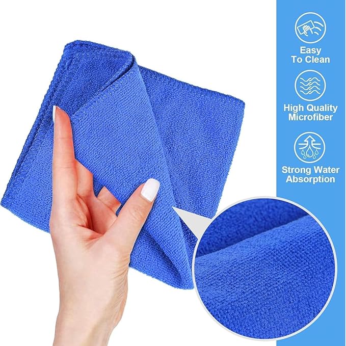 Single Microfiber Cleaning Cloth 40x40 cm - Ultra Absorbent Microfiber Cloth for Home, Kitchen Car Bathroom Rags Polish Cleaning 250 GSM (Blue)