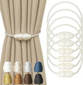 Magnetic Curtain Tiebacks - Rope Tie Backs for Curtains & Drapes - Decorative Window Holdbacks (6 Pack, White)