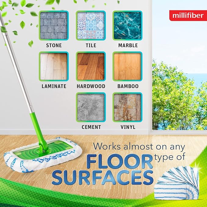 Microfiber Reusable Mop Pads Compatible with Swiffer Sweeper (6-Pack) Washable Mop Pads for Wet & Dry Use (Handle is Not Included)