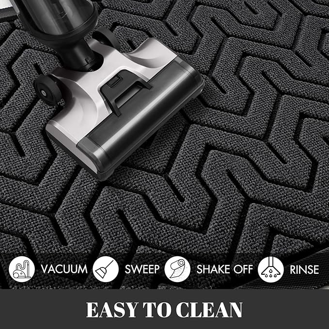 Yimobra Large Door Mat Outside Entrance 47x24, Waterproof Heavy Duty Outdoor Mats for Front Door, Non Slip Rubber Entry Mat for Garage Patio, Easy Clean, Black