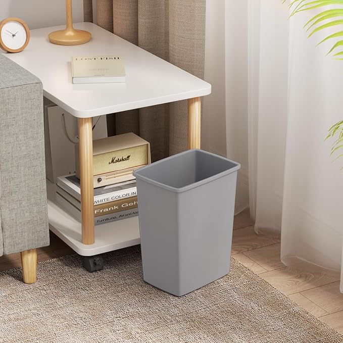 35 Quart Plastic Trash Can, Under Canbinet Waste Bin, 9-Gallons Slim Trash Can for Kitchen Bedroom Office Bathroom Under Sink Grey (2-Pack)