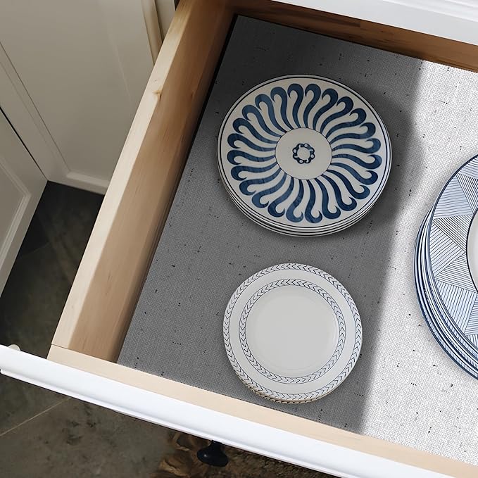 Shelf Liner 18" W x 96" L Cabinet Liners Non Adhesive, Drawer Liners Non Slip Kitchen Mat Waterproof Oil-Proof for Kitchen Cabinet, Shelves, Refrigerator, Storage, Easy to Trim