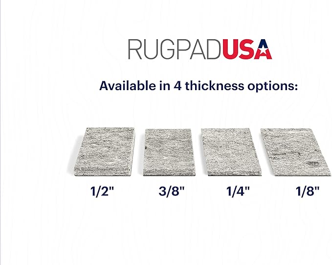 RUGPADUSA - Dual Surface - 8'x12' - 3/8" Thick - Felt + Rubber - Enhanced Non-Slip Rug Pad - Adds Comfort and Protection - for Hard Surface Floors