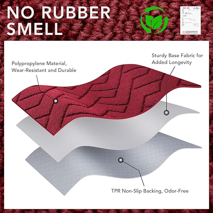hicorfe Front Door Mat Outside Entrance,32"x40" Absorbent Muddy Dirt Resist Welcome Door Mats Outdoor Indoor,Stain and Fade Resistant,Non Slip Backing Entry Mat Doormat for Entryway(Red)
