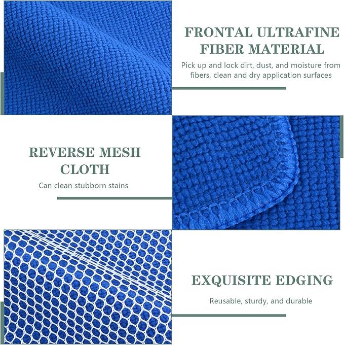 SINLAND Absorbent Microfiber Dish Cloths for Washing Dishes Best Kitchen Cloths Cleaning Cloths with Poly Scour Side 7.87Inchx7.87Inch 10 Pack Dark Blue