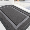 OLANLY Front Door Mat Indoor Outdoor Entrance, Waterproof All-Season, All-Weather Doormat, Sturdy Natural Rubber, Fade Resistant, Low Profile, Easy Clean Patio Porch Entryway Mat, 59x23, Dark Grey