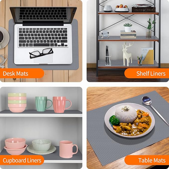 Shelf Liners for Kitchen Cabinets Non-Slip Drawer Liner Non Adhesive Cupboard Mat EVA Material Refrigerator Mats Fridge Liner Washable for Shoerack, Storage and Desks 17.3 x 393.7 Inches