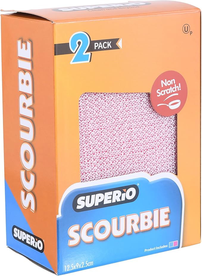 Superio Nylon Cleaning Pad, Dish Scrubbers, Multi Surface Scratch- Free Scour Sponge for Stainless Steel, Copper cookware, China, Dishes and plasticware (2)