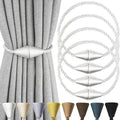 4 Pack Magnetic Curtain Tiebacks Rope Modern Handmade Curtain Tie Backs Decorative Drapes Weave Holdbacks for Window Décor, Silver