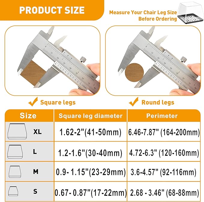Furniture Sliders,24 PCS Square Chair Leg Sliders for Carpet, Furniture Movers Sliders, Carpet Chairs Furniture Glides, Floor Protectors, Carpet Moving Sliders Easily Move.(Clear,Fit:0.67-0.87").