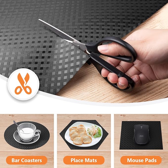 Shelf Liners for Kitchen Cabinets Refrigerator Liners Waterproof & Oil-Proof Kitchen Cupboard Liner Non-Slip Drawer Mats EVA Material Non Adhesive Fridge Liner for Shelves - Black 23.6 x 393.7 Inches