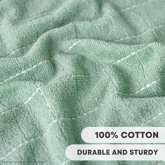 Artoid Mode Checkered Designed Cotton Dark Green Terry Kitchen Dish Cloths, 12x12 Inch Soft Absorbent Quick Drying Cleaning Kitchen Rags Set of 6