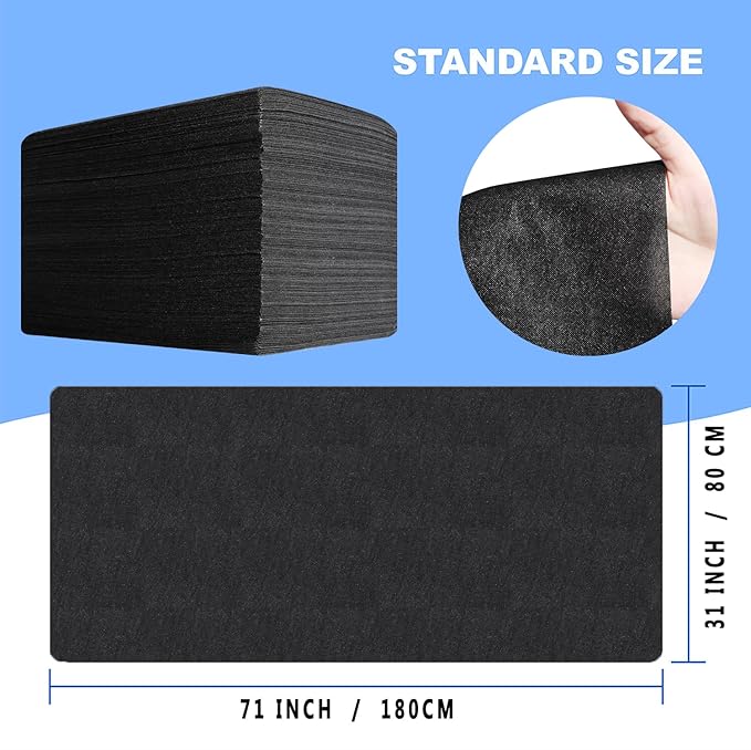 Disposable Bed Sheets 50 Pcs 31" x 71" Massage Table Sheets Non Woven Fabric SPA Bed Cover Breathable for Massage Beauty Tattoos（Black）