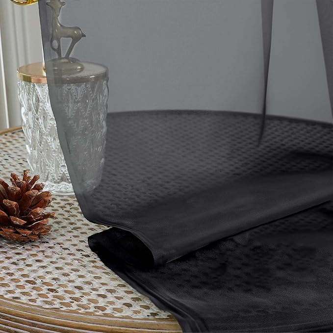 Chyhomenyc Black Sheer Curtains 78 Inches Long 2 Panels Set for Living Room, Light Filtering Voile Lightweight Bedroom Curtains, Rod Pocket Solid Window Treatment Drapes, Each 42W x 78L