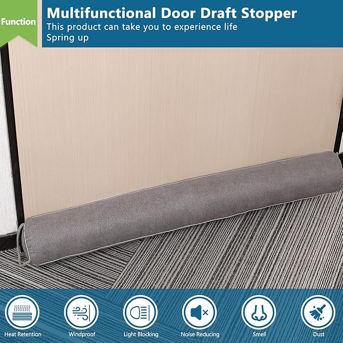 Triangular Under Door Draft Stopper 36 inch Heavy Duty Door Draft Blocker Bottom Door Seal Noise Air Door Guard for Doors and Windows, Gray