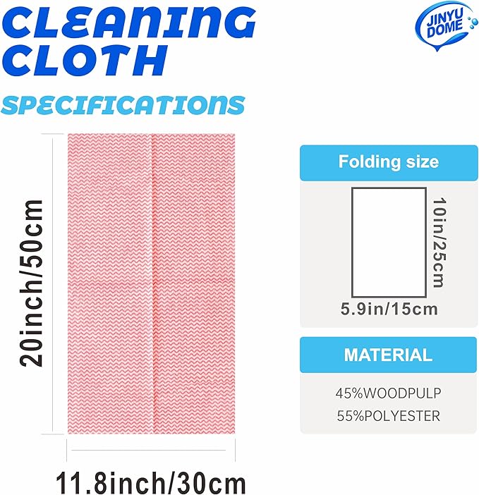 Handi Wipes Reusable Cloths, Red Disposable Kitchen Cleaning Towel Roll, Heavy Duty J Cloth,50 Count