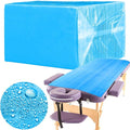 Breling 100 Pcs 31.5 x 71 Inch Disposable Bed Sheets Oil-proof PE Film Massage Table Sheets Non-woven Fabric Spa Waterproof Bed Cover Breathable for Beauty Salon Hotels Tattoo Waxing(Blue)
