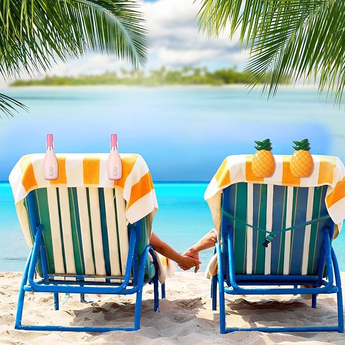 Sieral 8 Pcs Beach Towel Clips Beach Chair Pool Clips for Chairs Plastic Windproof Holder Funny Decorative Clothespins for Patio Accessories Summer, 4 Styles(Cool Style)