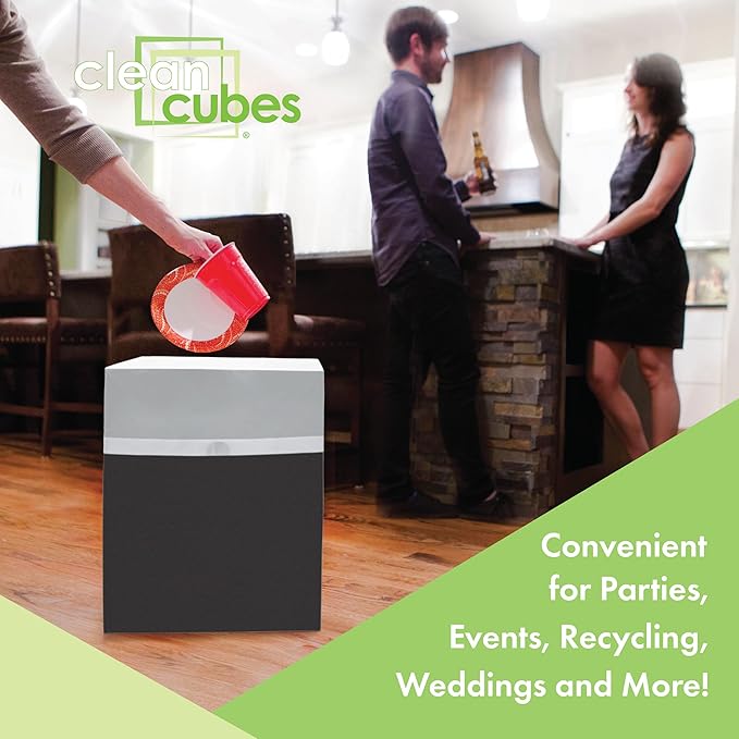 13 Gallon Disposable Pop-Up Trash Cans (3-Pack) with Fitted Bags – Foldable Garbage & Recycling Bins for Parties, Events & Kitchen (Black, 17" H x 13.5" W x 10" D)