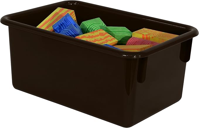 Wood Designs Cubby Storage Bin, Heavy Duty Plastic Containers for Kids Brown Cubby Tray Set of 30