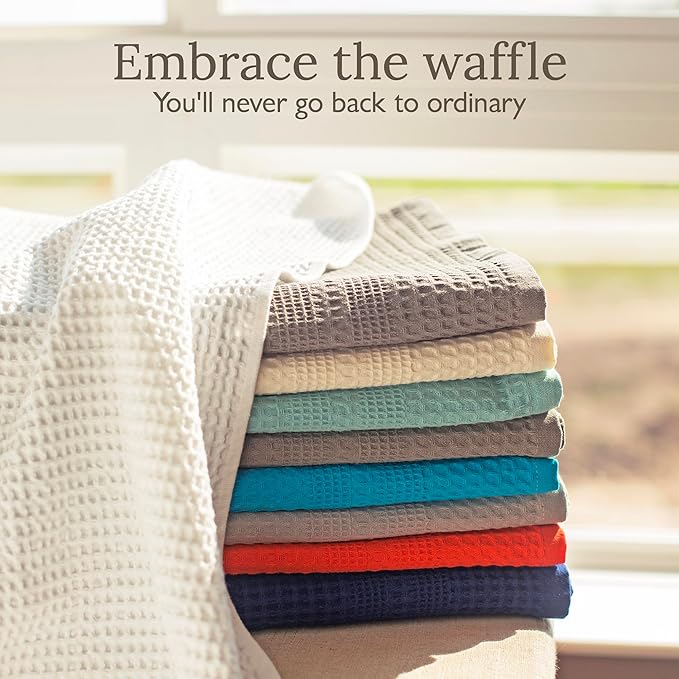 GILDEN TREE Waffle Towels for Bathroom, 100% Cotton Quick Dry Towel, Waffle Bath Towels Large, Absorbent Lightweight Travel Towel, Bath Towels Set of 2, Classic Style (Pewter)
