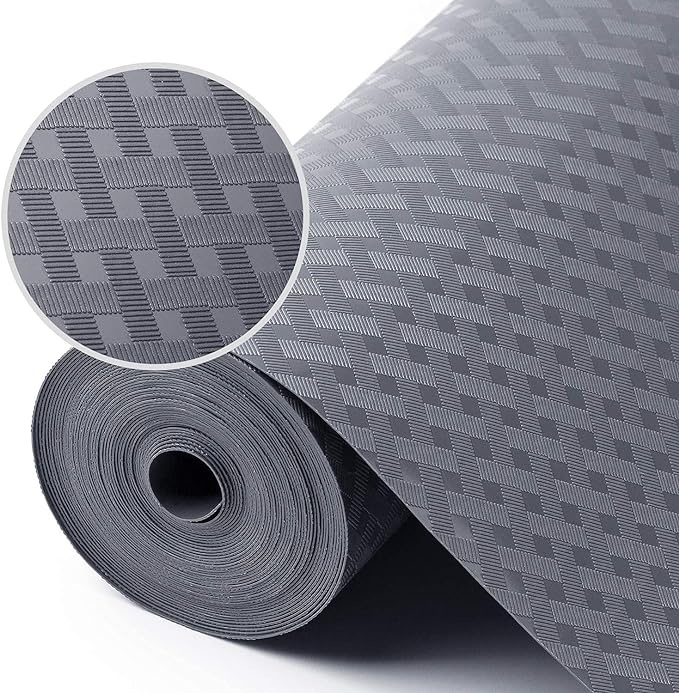 Shelf Liners for Kitchen Cabinets Refrigerator Liners Waterproof & Oil-Proof Kitchen Cupboard Liner Non-Slip Drawer Mats EVA Material Non Adhesive Fridge Liner for Shelves - Gray 11.8 x 393.7 inches