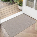 LUMI Ultra Thin Door Mat for Entryway, 24"x36" Low Profile Non Slip Rubber Backing Indoor Doormat, Easy Clean Welcome Entrance Mat for Inside House, Patio, Khaki