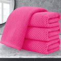 VOOVA & MOVAS Bathroom Hand Towels Set of 4, Large 18"x28" - 100% Cotton | Quick Dry | Light Weight | Thick | Soft | Absorption, Luxury Hand Towels for Showering, Hot Pink Bathroom Decor
