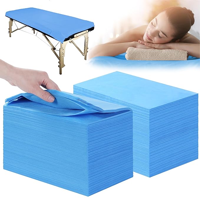 Disposable Bed Sheets 200 Pcs 31" x 71" Massage Table Sheets Non Woven Fabric SPA Bed Cover Breathable for Massage Beauty Tattoos(Blue)