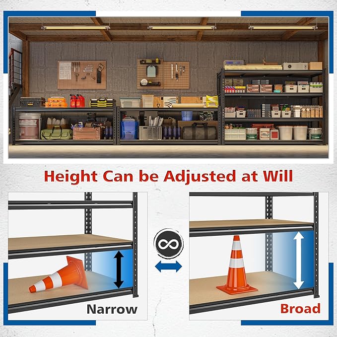 59.8"W Metal Shelving 59.8"H Storage Shelves 2200LBS Garage Shelving Adjustable Metal Shelves Heavy Duty 4 Tier Pantry Shelf for Basement Warehouse Pantry Supermarket 59.8"W x 24"D x 59.8"H