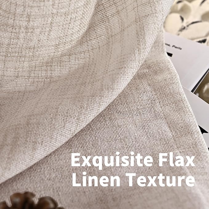 YoungsTex Natural Linen Curtains 95 Inches Long 2 Panels for Bedroom, Semi Sheer Drapes Light Filtering Privacy Floor Length Window Treatments with Pinch Pleated for Living Room, 40 X 95 Inch