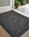 DEXI Front Door Mat Outside Entrance, Heavy Duty Non Slip Low Profile Doormat for Entryway, Trap Dirt and Moisture Welcome Mats, Easy Clean, Patio, Garage, 17x29, Grey